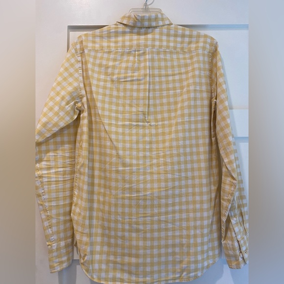 J.crew yellow button-down shirt. Yellow gingham size small. Slim fit. - Picture 2 of 3